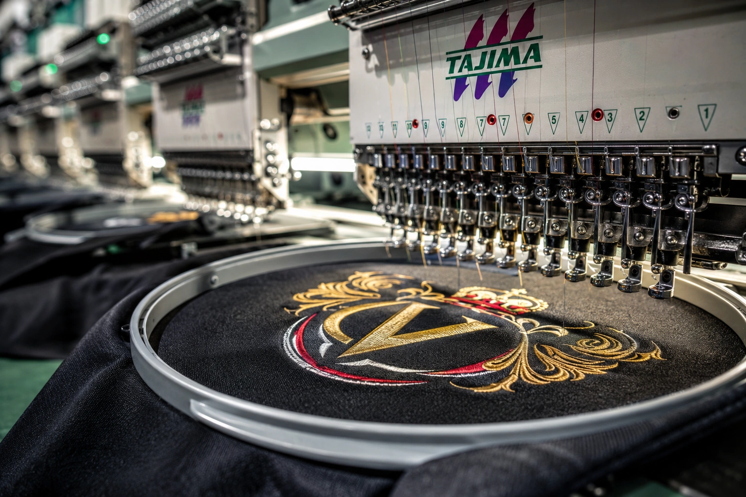 Embroidery machine running in shop